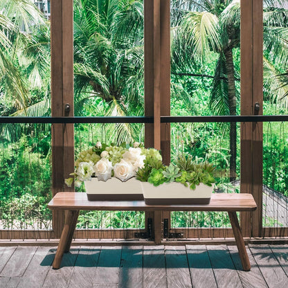 Lainrrew 3 Pack Window Box Planters, 12 Inches Rectangular Planter Plastic Flower Box Plant Pots Plant Containers with Tray for Balcony, Windowsill, Garden, Home Office Outdoor Decoration (Coffee)