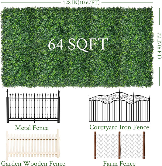Artificial Ivy Privacy Fence Screen,72" x128 (64 SQFT) 4-Layer Leaf UV-Anti Faux Greenery Boxwood Backdrop Ivy Vine Leaf Fence Panels for Outdoor, Indoor, Garden, Backyard and Decor