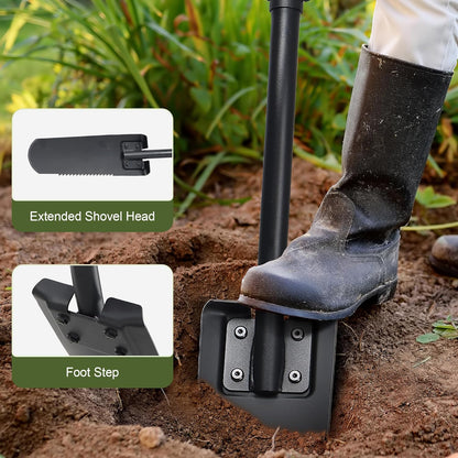 Spade Shovel, 45" Trench Shovel with 14.5" Long Narrow Spade for Digging, Trenching, Planting, Gardening, Heavy Duty with Serrations