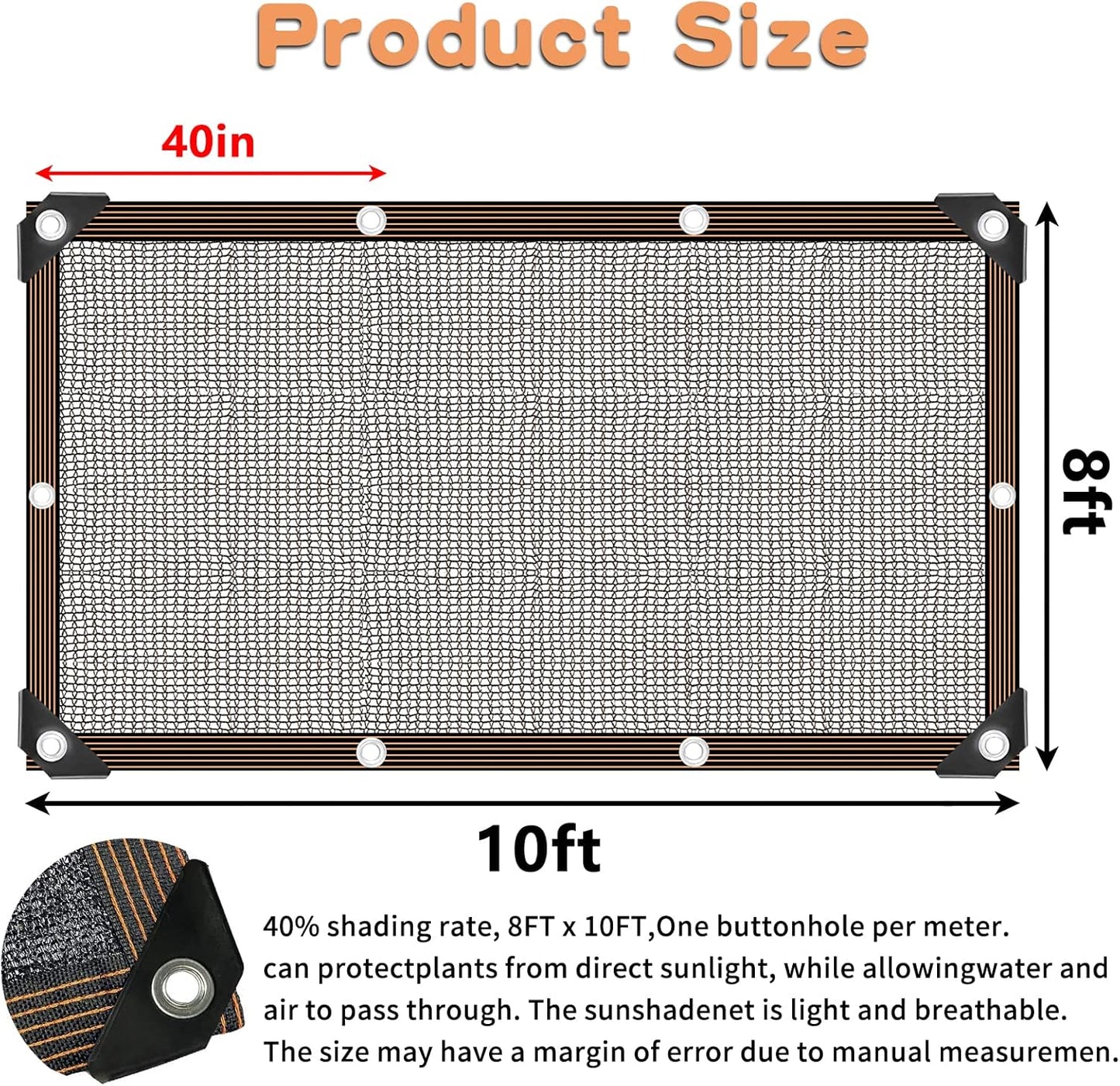 Shade Cloth for Plants Greenhouse, 40-50% Sunblock Shade Sails -for Outdoor Garden Pergola Patio Lawn Plant Pool Sun Shade Cloths for Kennel Chicken Coop Easier to Hang Shade Net Cover