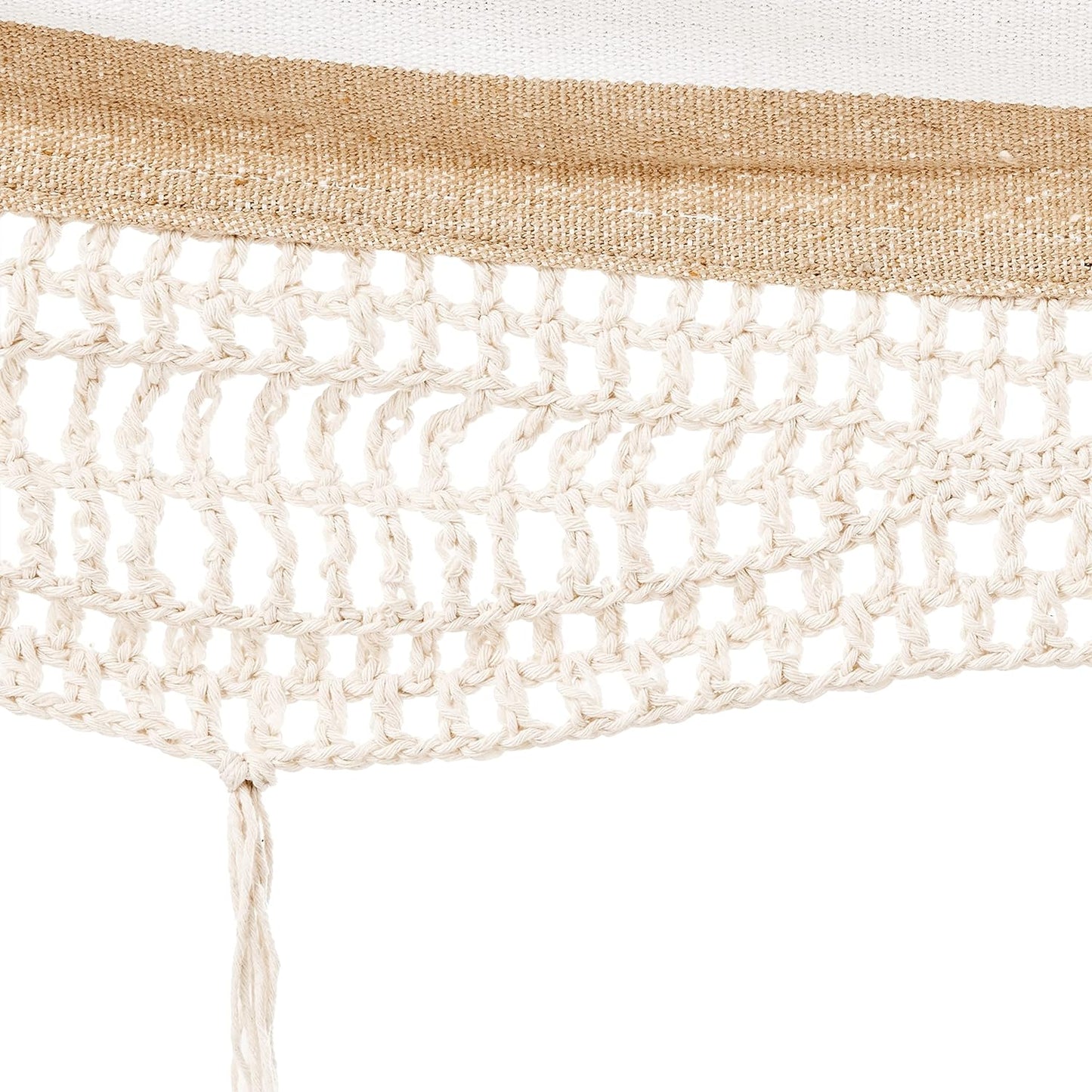 Amazon Basics Double Hammock with 9-Foot Space Saving Steel Stand and Carrying Case, 450 lb Capacity, Beige Stripe with Lace, 110 x 47 x 43 inches