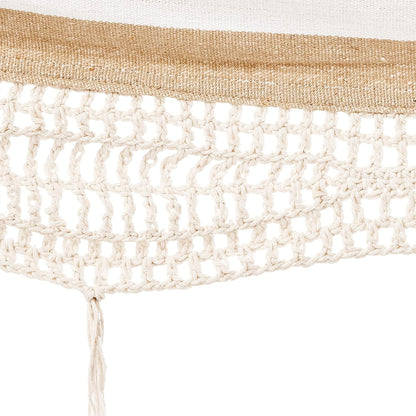 Amazon Basics Double Hammock with 9-Foot Space Saving Steel Stand and Carrying Case, 450 lb Capacity, Beige Stripe with Lace, 110 x 47 x 43 inches