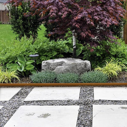 KOL Weather Resistant Steel Flexible Garden Lawn Edging, 10-Pack Pre-Rusted Metal Landscape Edging Strips - Heavy Duty Hammer-in Border with 11 Clips - 16-Gauge - 40" L x 4.5" H (33FT Total Length)