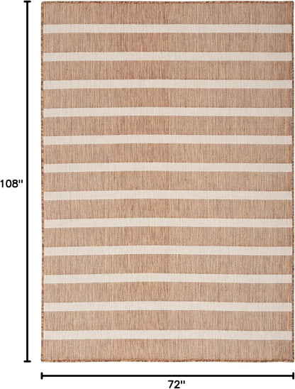 Nourison Home Positano Indoor/Outdoor Jute Ivory 6' x 9' Area Rug, Easy Cleaning, Non Shedding, Bed Room, Living Room, Dining Room, Deck, Backyard, Patio (6x9)
