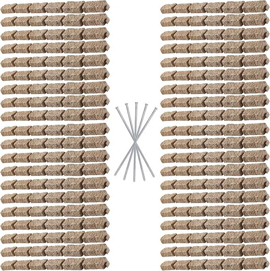 Beuta Landscape Edging | Garden Edging Border | Faux Stone Bricks for Lawn edging, Flower beds, Pathways & Yard Edging– 40 Packs | Each Section Has 6 Bricks 48"L x 4"W x 2.25"H |120 Spikes |Sandstone