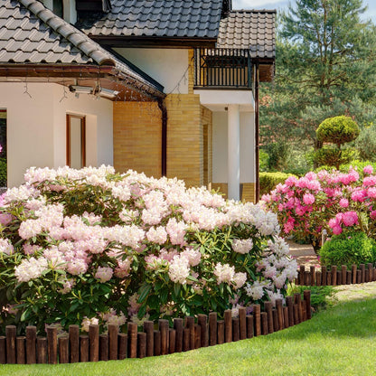 Worth Garden Log Rolls Edging - Wooden Short Fence Border - 6.5 in. H x 47 in. L Burnt Wood Finish Outdoor Garden Lawn Landscape Edging Flexible Decorative Heavy-Duty Tree Fence Border