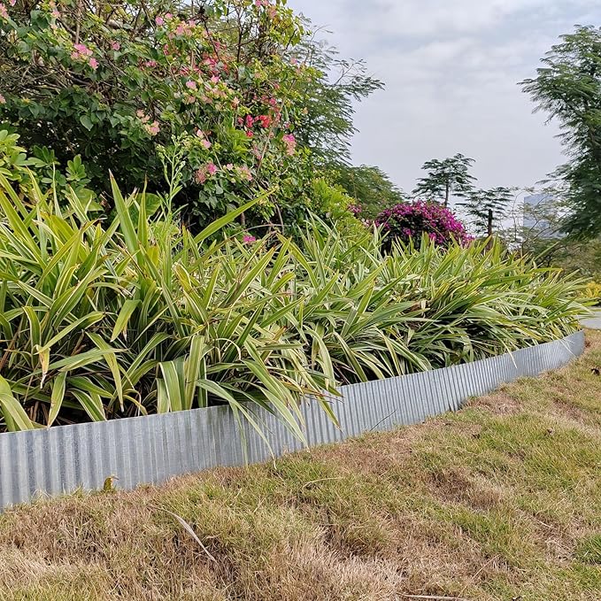 Metal Landscape Edging Border,6 inch × 20 feet Corrugated Garden Edging for Flower Bed,Lawn (6 Inch × 20FT)