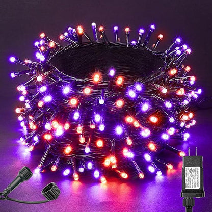BlcTec Halloween Lights 300 LED 108FT Halloween String Lights with 8 Modes, UL Certified, Connectable, Waterproof, Timer for Outdoor Indoor Yard, Porch, Trees, Haunted House Decorations, Orange Purple