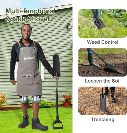 Spade Shovel, 45" Trench Shovel with 14.5" Long Narrow Spade for Digging, Trenching, Planting, Gardening, Heavy Duty