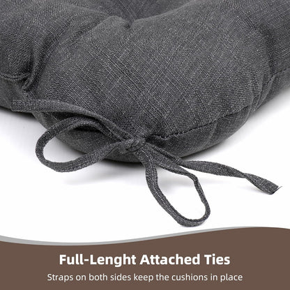 RACE LEAF 4 Pack Patio Chair Cushions 17x17 Inch, Thickened Waterproof Cushions with Stain Resistant Cover and Non-Slip Ties for Patio Furniture (Gray)