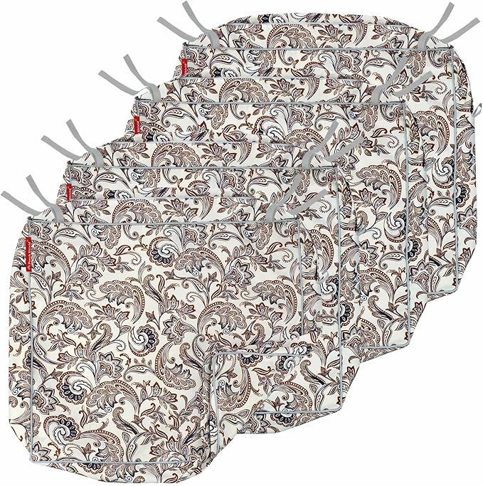 Porch Shield Outdoor Cushion Slipcovers Patio Chair Seat Cushion Covers Set 4 Waterproof Fade Resistant, 20 x 18 x 4 inch, Paisley