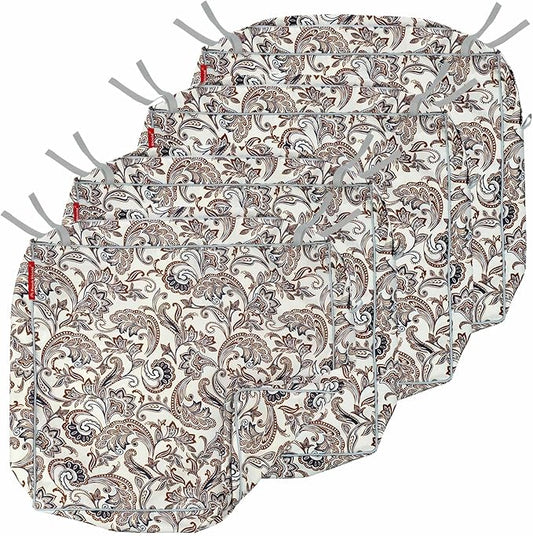 Porch Shield Outdoor Cushion Slipcovers Patio Chair Seat Cushion Covers Set 4 Waterproof Fade Resistant, 20 x 18 x 4 inch, Paisley