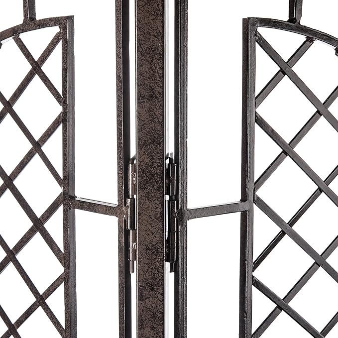 H Potter Large Trellis for Climbing Plants Wrought Iron Metal 2 Panel Ivy Garden Privacy Screen Patio Deck