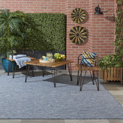 Nourison Home Positano Indoor/Outdoor Navy Blue 6' x Round Area Rug, Easy Cleaning, Non Shedding, Bed Room, Living Room, Dining Room, Backyard, Deck, Patio (6 Round)