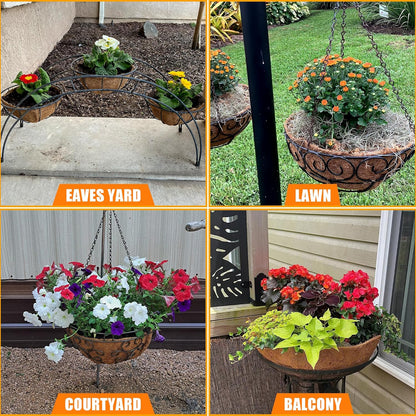 Coco Liners for Planters 16 Inch, 4 Pack Round Hanging Basket Liners, Coconut Fiber Liners for Planters Flowers Garden