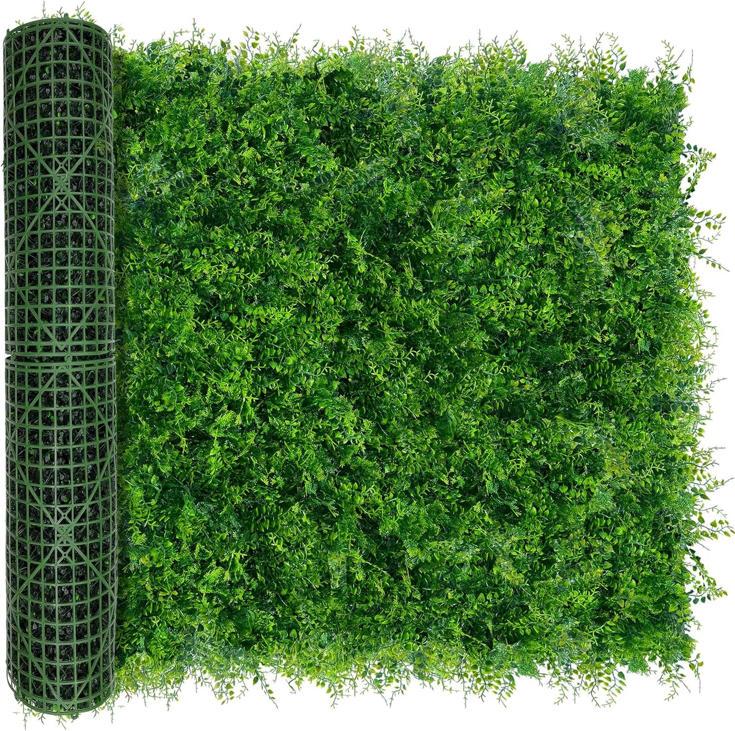 Greenery Faux Grass Wall Backdrop: 48"x128" (43 SQFT) UV-Anti Artificial Green Boxwood Panel for Patio Balcony Privacy & Ivy Fence Covering Privacy, Garden, Backyard Wall Backdrop Decor