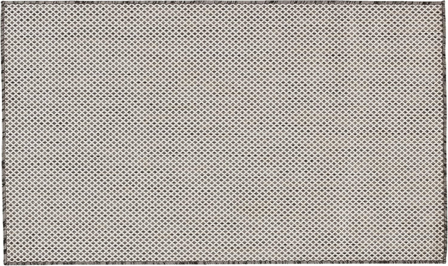 Nourison Courtyard Indoor/Outdoor Ivory Charcoal 3' x 5' Area Rug, Geometric, Easy Cleaning, Non Shedding, Bed Room, Living Room, Dining Room, Deck, Patio, Backyard (3x5)