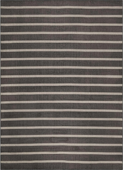 Nourison Home Positano Indoor/Outdoor Black Ivory 9' x 12' Area Rug, Easy Cleaning, Non Shedding, Bed Room, Living Room, Dining Room, Backyard, Deck, Patio (9x12)