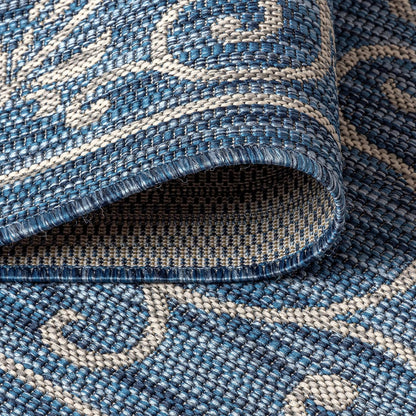 JONATHAN Y SMB106D-4 Charleston Vintage Filigree Textured Weave Indoor/Outdoor Navy/Gray 4 ft. x 6 ft. Area Rug, Classic,Easy-Cleaning,HighTraffic,LivingRoom,Backyard, Non Shedding