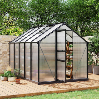 6×10FT Polycarbonate Greenhouse for Outdoors, Large Walk in Green House Kit and Winter Garden Planting, Enhanced Aluminum Green Houses for Outside to Protect Vegetables or Plants