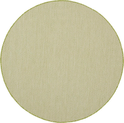 Nourison Home Courtyard Indoor/Outdoor Ivory Green 4' x Round Area Rug, Easy Cleaning, Non Shedding, Bed Room, Living Room, Dining Room, Backyard, Deck, Patio (4 Round)