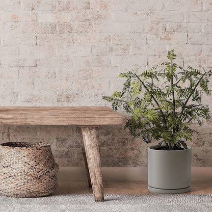 D'vine Dev 6 Inch & 8 Inch Ceramic Planter Pots for Plants with Drainage Hole and Saucer, Medium Plant Pots Set, Grey, 94-G-M-3