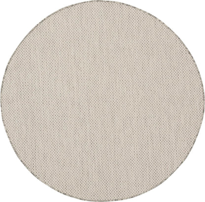 Nourison Home Courtyard Indoor/Outdoor Ivory/Silver 4' x Round Area Rug, Easy Cleaning, Non Shedding, Bed Room, Living Room, Dining Room, Backyard, Deck, Patio (4 Round)