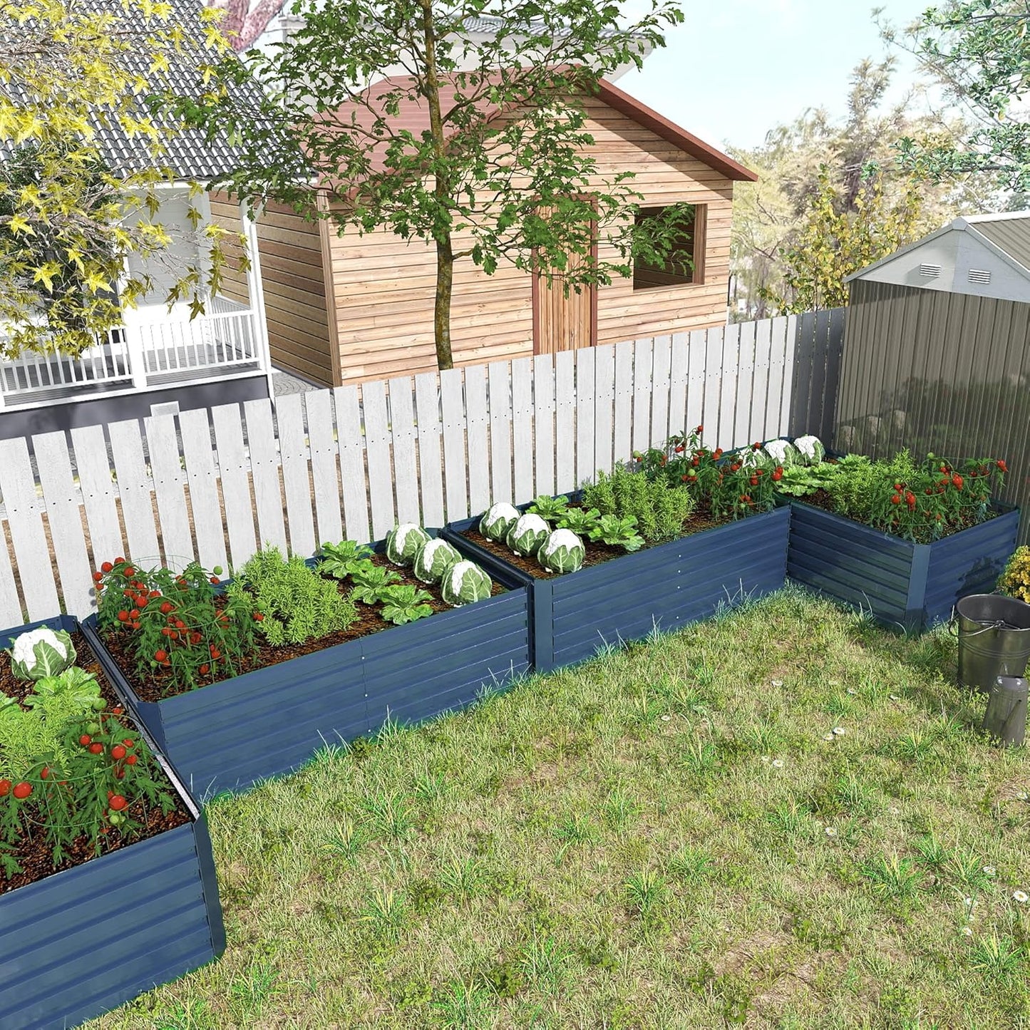 6x3x2 ft Raised Garden Bed, Large Metal Planter Raised Beds, Planters for Outdoor Plants for Vegetables, Flowers, Herbs, Fruits, and Succulents.(4 Pcs, Blue)