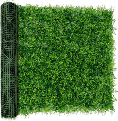 Greenery Faux Grass Wall Backdrop 60"x128" (53.5 SQFT) UV-Anti Artificial Green Boxwood Panel for Patio Balcony Privacy & Ivy Fence Covering Privacy, Garden, Backyard Wall Backdrop Decor