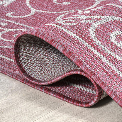JONATHAN Y SMB106J-8 Charleston Vintage Filigree Textured Weave Indoor Outdoor Area Rug, Classic Traditional Easy-Cleaning,Bedroom,Kitchen,Backyard,Patio,Non Shedding, 8 X 10, Fuchsia/Light Gray