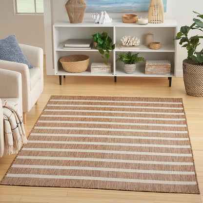 Nourison Home Positano Indoor/Outdoor Jute Ivory 5' x 7' Area Rug, Easy Cleaning, Non Shedding, Bed Room, Living Room, Dining Room, Deck, Backyard, Patio (5x7)