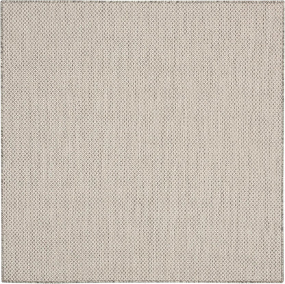 Nourison Home Courtyard Indoor/Outdoor Ivory/Silver 5' x Square Area Rug, Easy Cleaning, Non Shedding, Bed Room, Living Room, Dining Room, Backyard, Deck, Patio (5 Square)