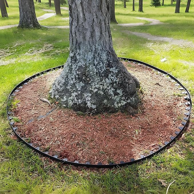 2 Inch x 50FT Landscape Edging Border with 45 Anchoring Spikes, No Dig Garden Border Edging Kit, Plastic Lawn Edging Border for Landscaping Garden Flower Beds Lawn Yard Paver Pathway, Black