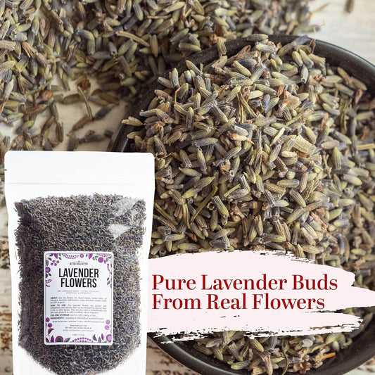 Lavender Buds Food Grade | Bulk Dried Lavender Flowers for Soap Making and Cooking - Edible Lavender for Tea and Drinks- Make Lavender Sachets, Bath Salts