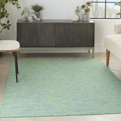 Nourison Positano Indoor/Outdoor Blue/Green 3' x 5' Area Rug, Easy Cleaning, Non Shedding, Bed Room, Living Room, Dining Room, Backyard, Deck, Patio (3x5)