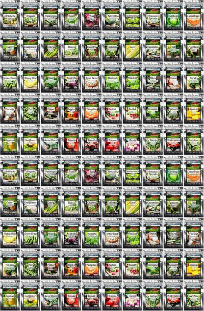 100 Seed Packets, 50 Varieties: Ultimate Seed Vault for Home Food Security & Abundant Gardens by B&KM Farms