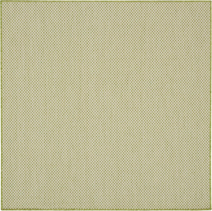 Nourison Home Courtyard Indoor/Outdoor Ivory Green 5' x Square Area Rug, Easy Cleaning, Non Shedding, Bed Room, Living Room, Dining Room, Backyard, Deck, Patio (5 Square)
