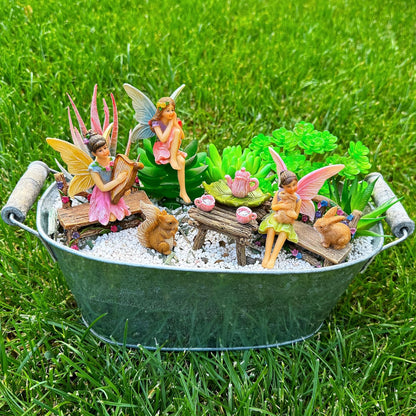 Mood Lab Fairy Garden - Miniature Figurines & Accessories Starter Kit - Fairy Garden Set of 12 pcs - Outdoor or House Decor