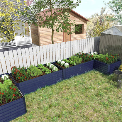 8x4x2 ft Outdoor Raised Garden Bed, Large Metal Planter Raised Beds, Planters for Outdoor Plants for Vegetables, Flowers, Herbs, Fruits, and Succulents.(4 Pcs,Blue)