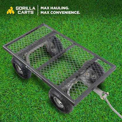 Gorilla Carts Steel Utility Cart, 4 Cu Ft Bed, 800 lb Load Capacity, Black – Heavy-Duty Outdoor Hauling Wagon with Removable Side Panels for Yard, Lawn, Garden or Landscaping