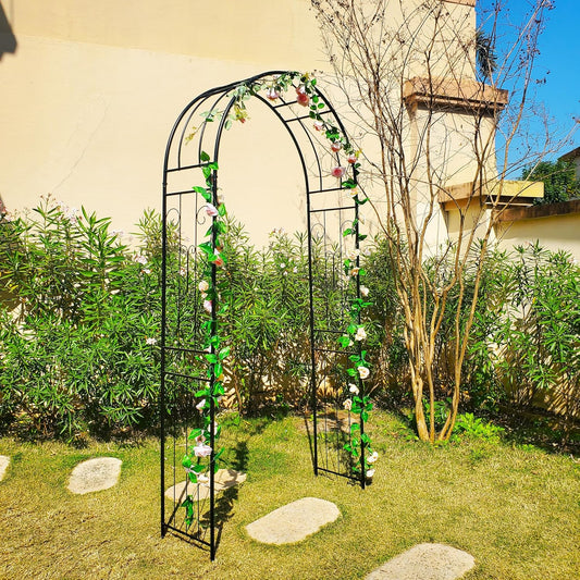 Metal Garden Arch, Wedding & Event Decoration, 94.5" H x 45.3" W Garden Arbor Trellis for Climbing Plants, Assemble Easily for Wedding Garden Arch Bridal Party Decoration High Arbor