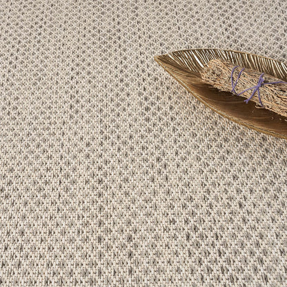 Nourison Home Courtyard Indoor/Outdoor Ivory/Silver 4' x Round Area Rug, Easy Cleaning, Non Shedding, Bed Room, Living Room, Dining Room, Backyard, Deck, Patio (4 Round)