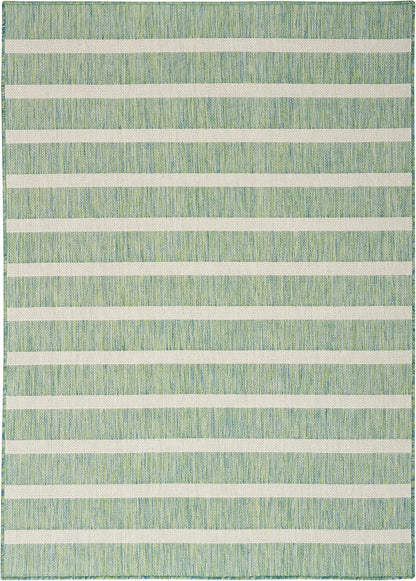 Nourison Home Positano Indoor/Outdoor Blue Green Ivory 6' x 9' Area Rug, Easy Cleaning, Non Shedding, Bed Room, Living Room, Dining Room, Deck, Backyard, Patio (6x9)
