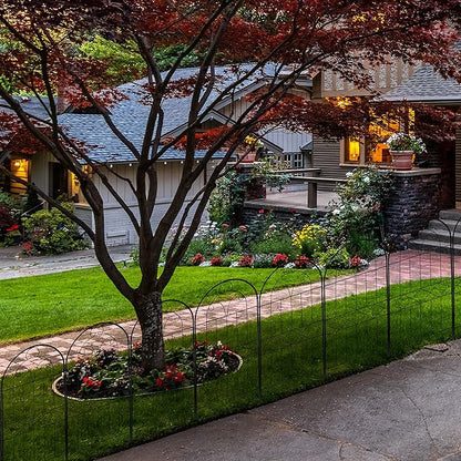 Decorative Garden Fence 10 Pack, 30in (H) x 10ft (L) Rustproof Metal Wire Animal Barrier, Arched Flower Edging Border Fencing Panel for Dog, Yard, Patio, Outdoor, Decor