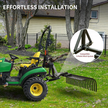 YITAMOTOR 5FT Tractors Rake 21 Pine Straw Rake Fits 2" Receiver for Lawn Tractors or ATV/UTV