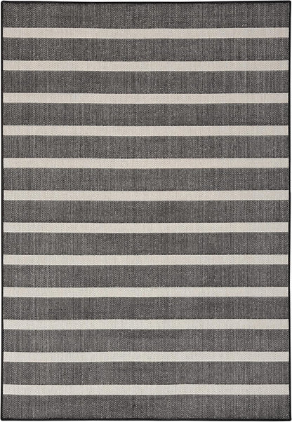 Nourison Home Positano Indoor/Outdoor Black Ivory 5' x 7' Area Rug, Easy Cleaning, Non Shedding, Bed Room, Living Room, Dining Room, Deck, Backyard, Patio (5x7)