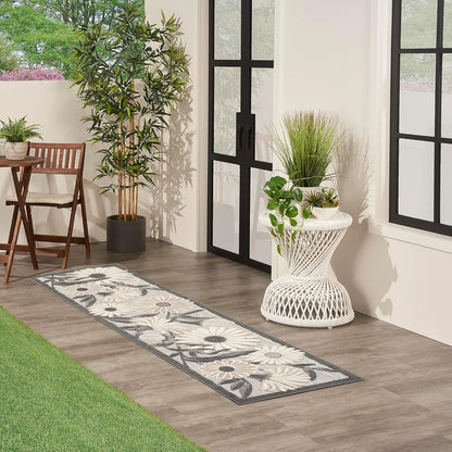 Nourison Home Aloha Outdoor Beige 2'3" x 8' Area Rug, Easy Cleaning, Non Shedding, Bed Room, Living Room, Dining Room, Deck, Backyard, Patio (2x8)