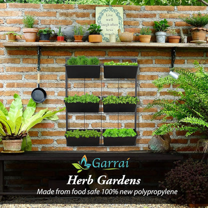 Vertical Garden Wall Planter. Ideal Indoor or Outdoor Container Gardening. Includes 6 Removable Pots and Wall Mounted Metal Frame. Self Draining Garden for Vegetables, Flowers or Herbs.