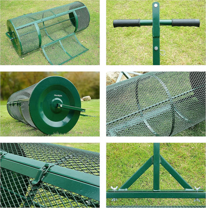 Lawn & Garden Spreaders - 44 Inch Compost Spreader with Improved T Shape Handle - Spreader for Top Dressing Compost, Fertilizer, Mulch and Soil-Strong and Lightweight Material for Basket