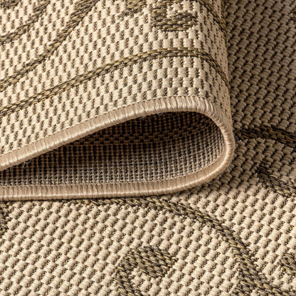 JONATHAN Y SMB106A-6R Charleston Vintage Filigree Textured Weave Beige/Brown 6' Round Indoor/Outdoor Area Rug, Pet Friendly, Non-Shedding, Stain Resistant, Easy-Cleaning for Backyard, Patio, Porch